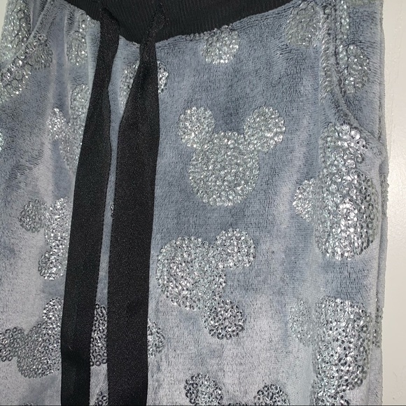 Disney Mickey Mouse Womans Grey Plush with Sparkly Micky Pajama Pants - Size XS - Picture 8 of 8